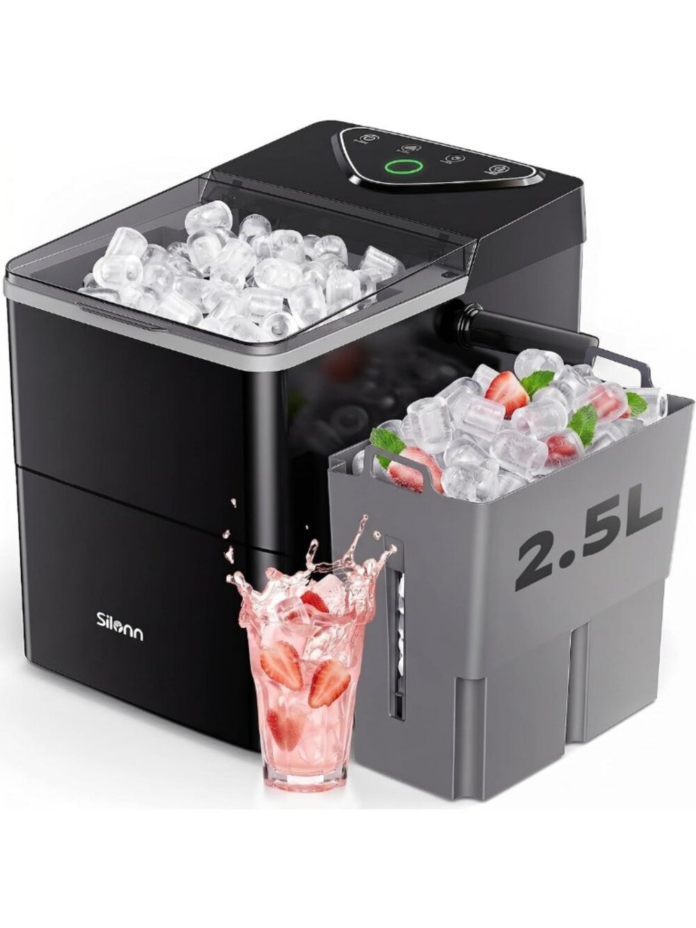Countertop Ice Maker with Expandable Basket, Self-Cleaning, 26Lbs/24H, 9 Bullet